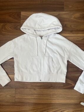 Harlow White Cropped Zip Hoodie Women Size Small Jacket Spring